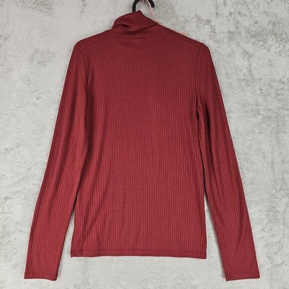 Madewell Top Womens Size M Rouge Turtleneck Ribbed Knit Lightweight Stretch NWT - Picture 2 of 8